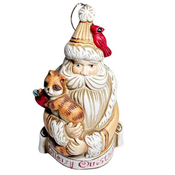 Christmas Vtg Collectible Ceramic Santa Claus Bell Ornament KSA Kurt S Adler Inc - Picture 2 of 12